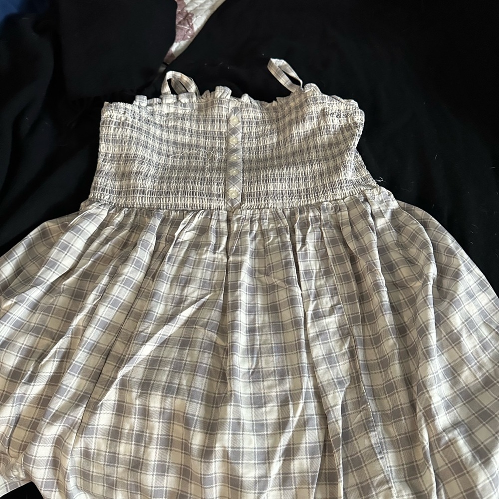 Torrid Gray Plaid Smocked tunic